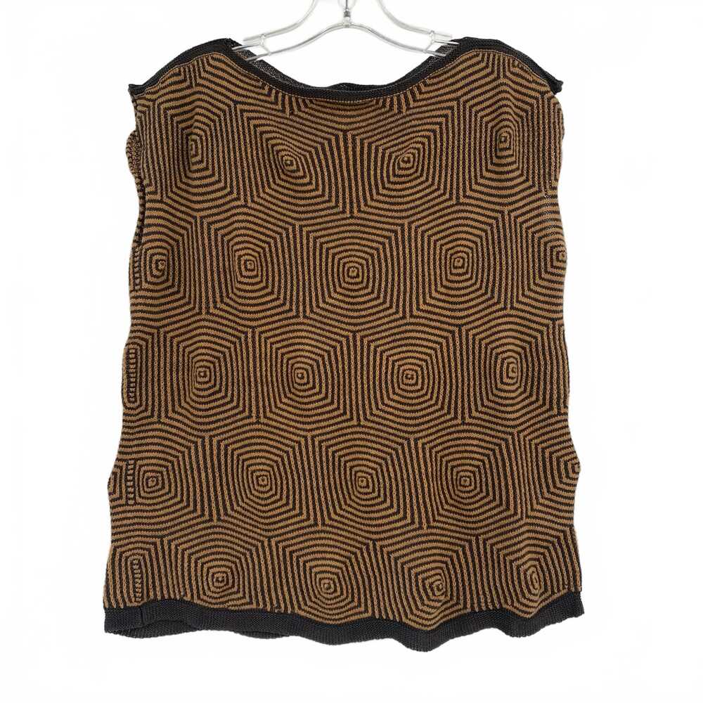 Myrrhia Brown Tan Geometric Knit Sleeveless Vest Size S